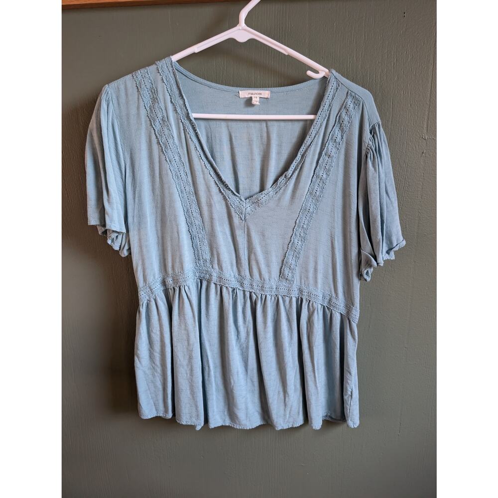 XXL Maurices Crochet Trim Babydoll Top